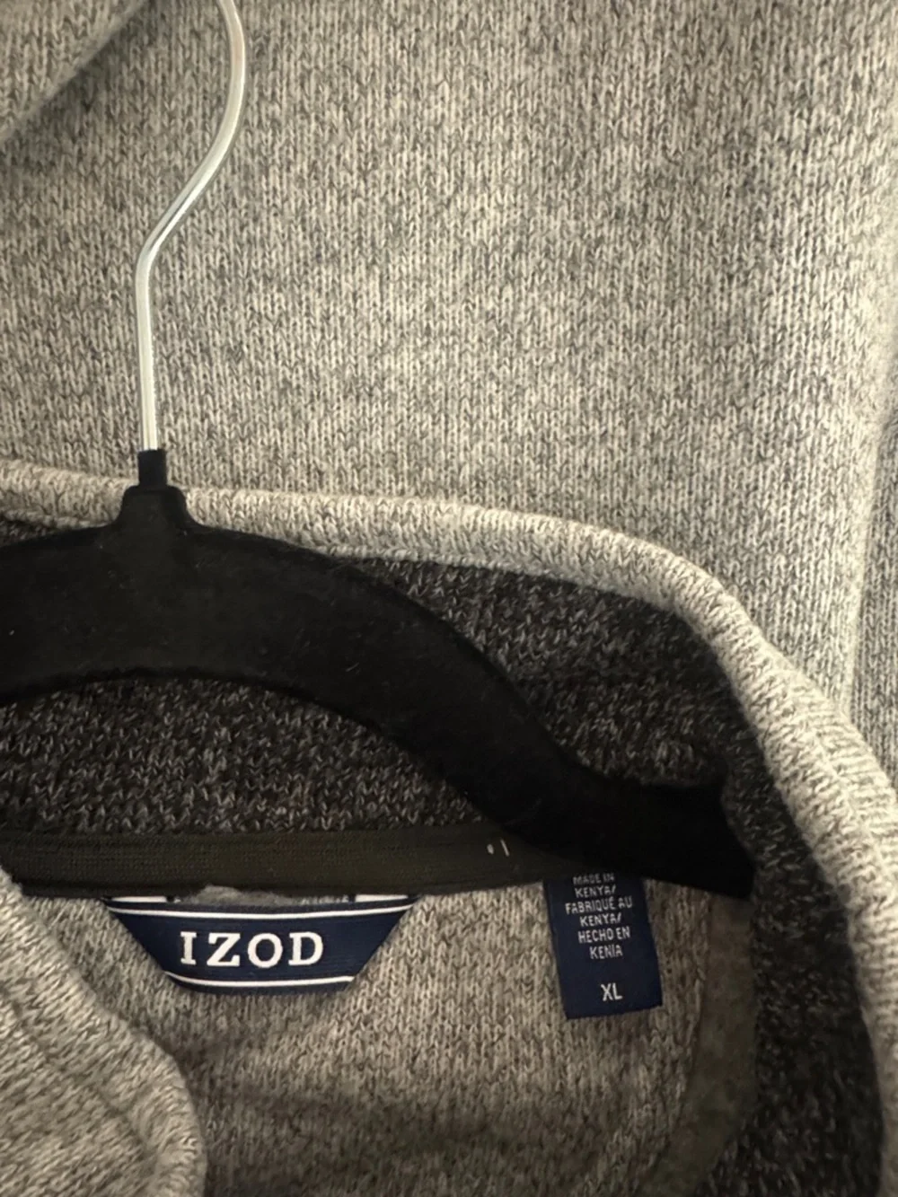 Izod Heather Gray Quarter-Zip Knit Pullover NWOT
